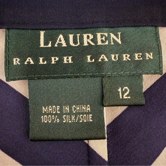 Lauren Ralph Lauren 100% Silk Chevron Slip Skirt Womens 12 Quiet Luxury Minimal - Picture 3 of 7